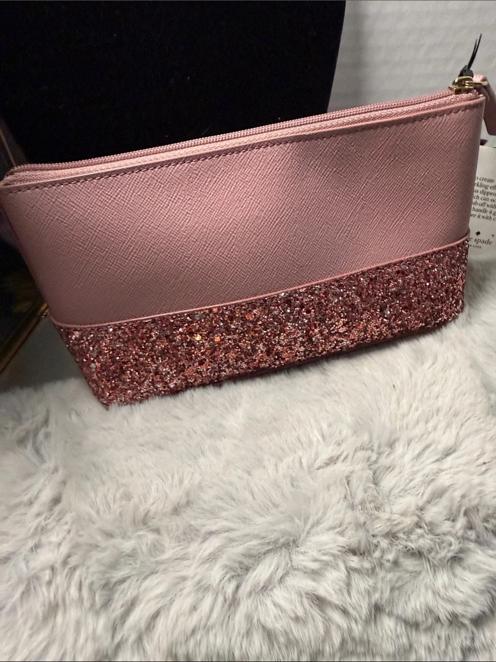 kate spade Pink Glitter Bottom Cosmetic Pouch